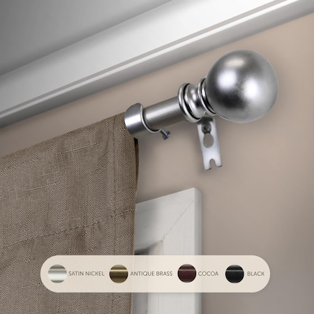 Central Design 0.625 in. Jayden Curtain Rod with 28 to 48 in. Extension, Satin Nickel 5710-285